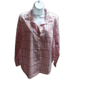 Old Navy Women's Blouse Large pink striped button up classic